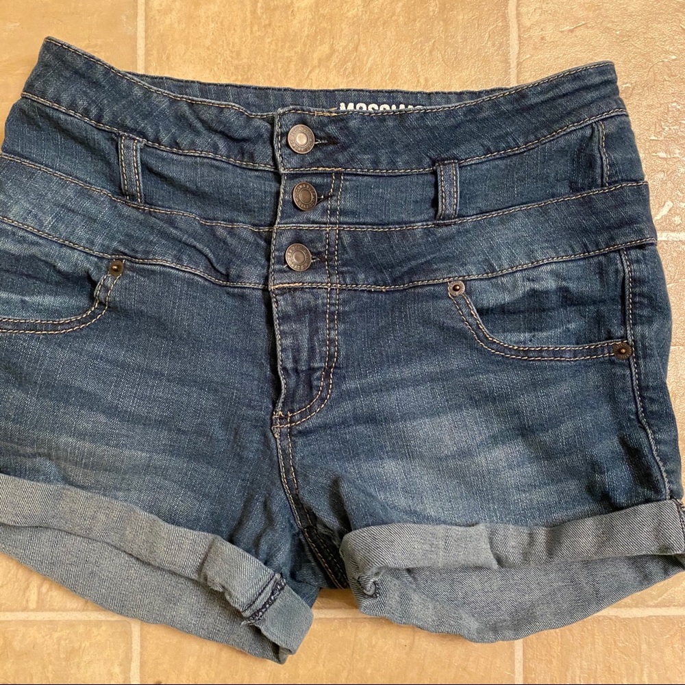 Three Button Denim Shorts